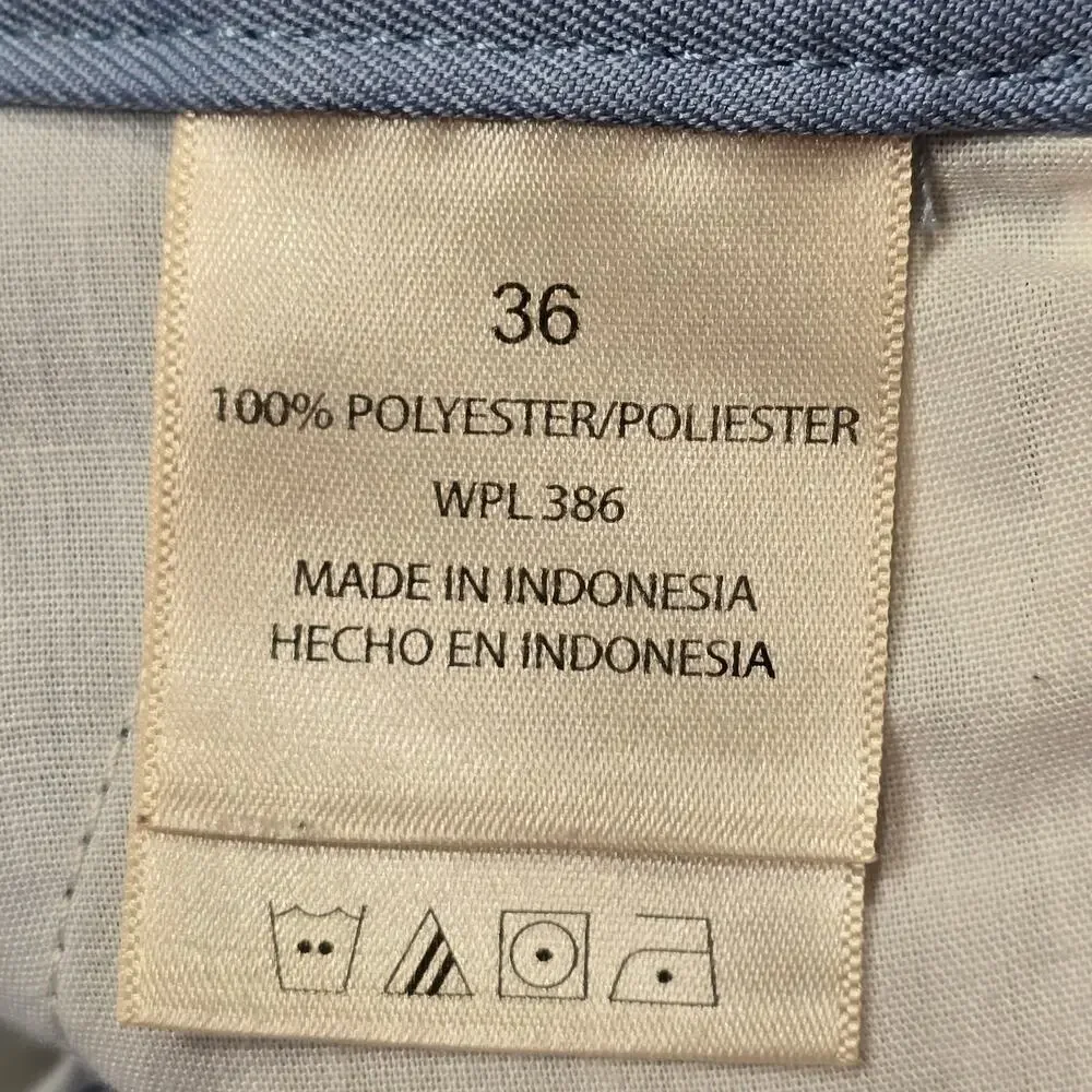 Haggar Blue Shorts Classic Chinos Flat Front Stretch Panel Waist Men Size 36 Zip